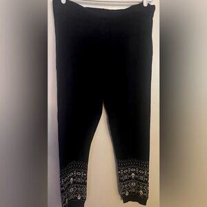 Navy Blue Thick Leggings with White Skull Accents (has hole in waistband)